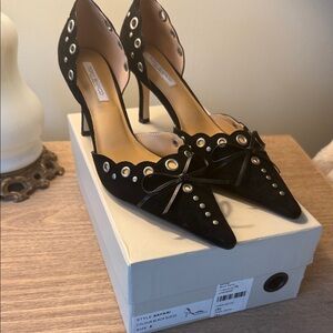 Tony Bianco safari black suede heels